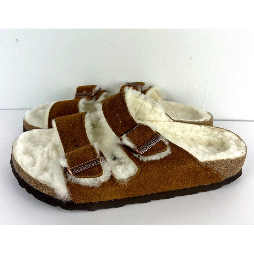 Birkenstock Arizona Women's Size EU 36 Shearling Suede Buckle Sandals Like New